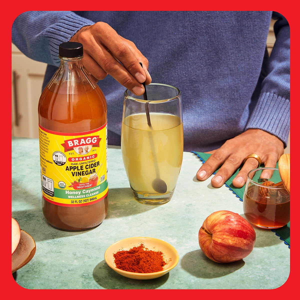 Bragg Organic Apple Cider Vinegar Honey Cayenne Wellness Cleanse, Raw and Unfiltered, 32 fl oz — grocery product, view 5