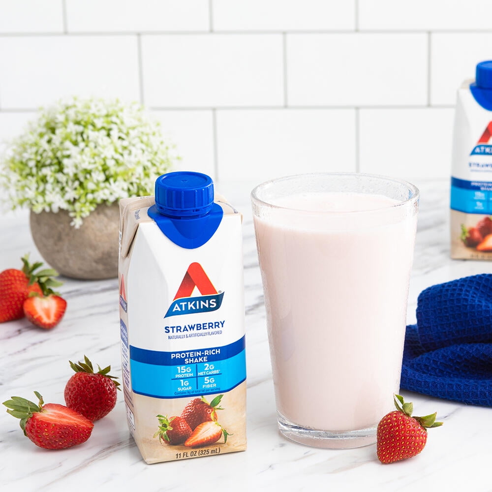 Atkins Protein Shake, Strawberry, Keto Friendly, 15g of Protein, 12 Ct (Ready to Drink) — sports nutrition product, view 4