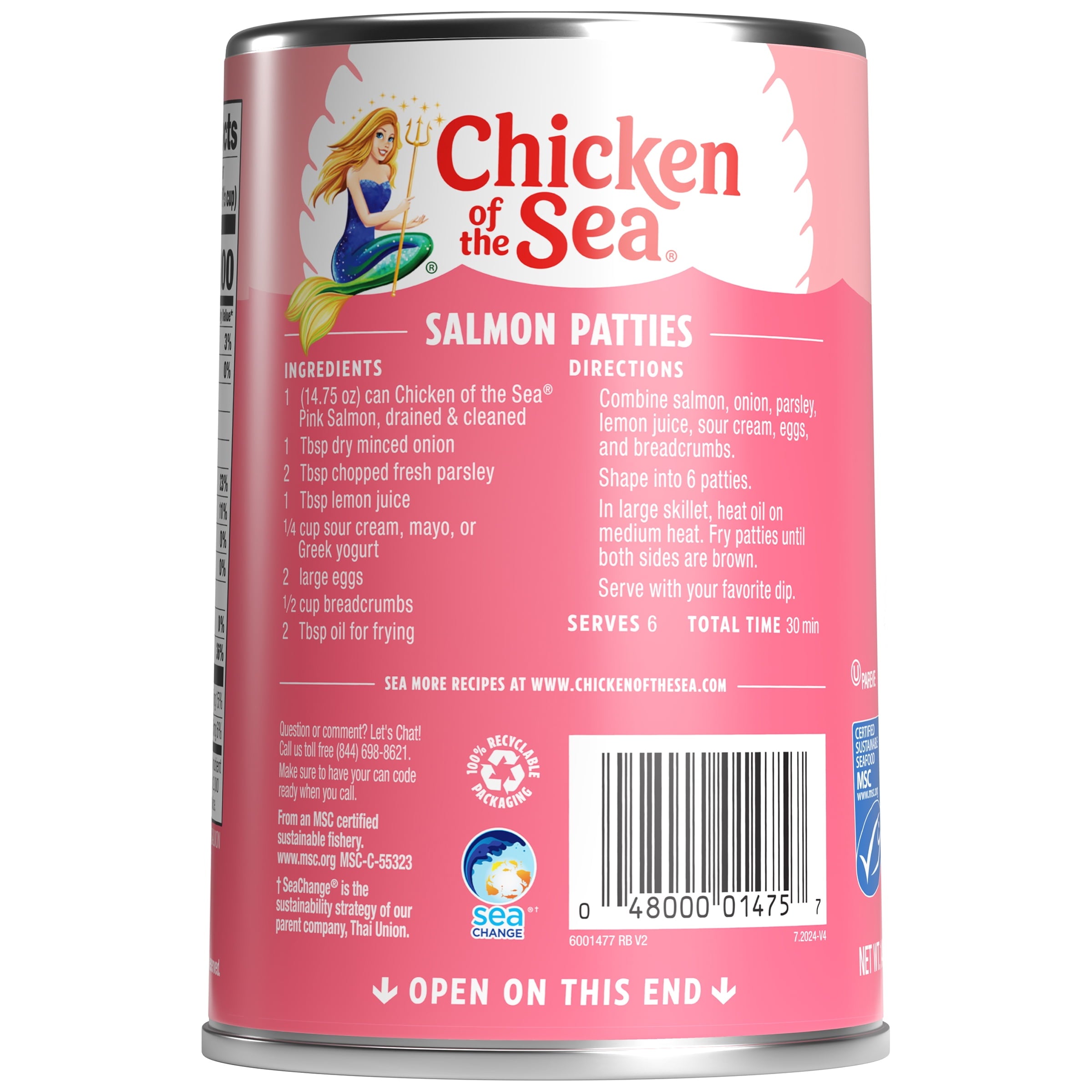 (3 pack) Chicken of the Sea Wild Caught Alaskan Pink Salmon, Traditional Style 14.75 oz — grocery product, view 3