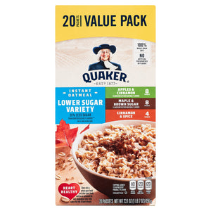 Quaker Instant Oatmeal, Lower Sugar Variety Pack, 1.16 oz, 20 Packets — grocery product, view 2