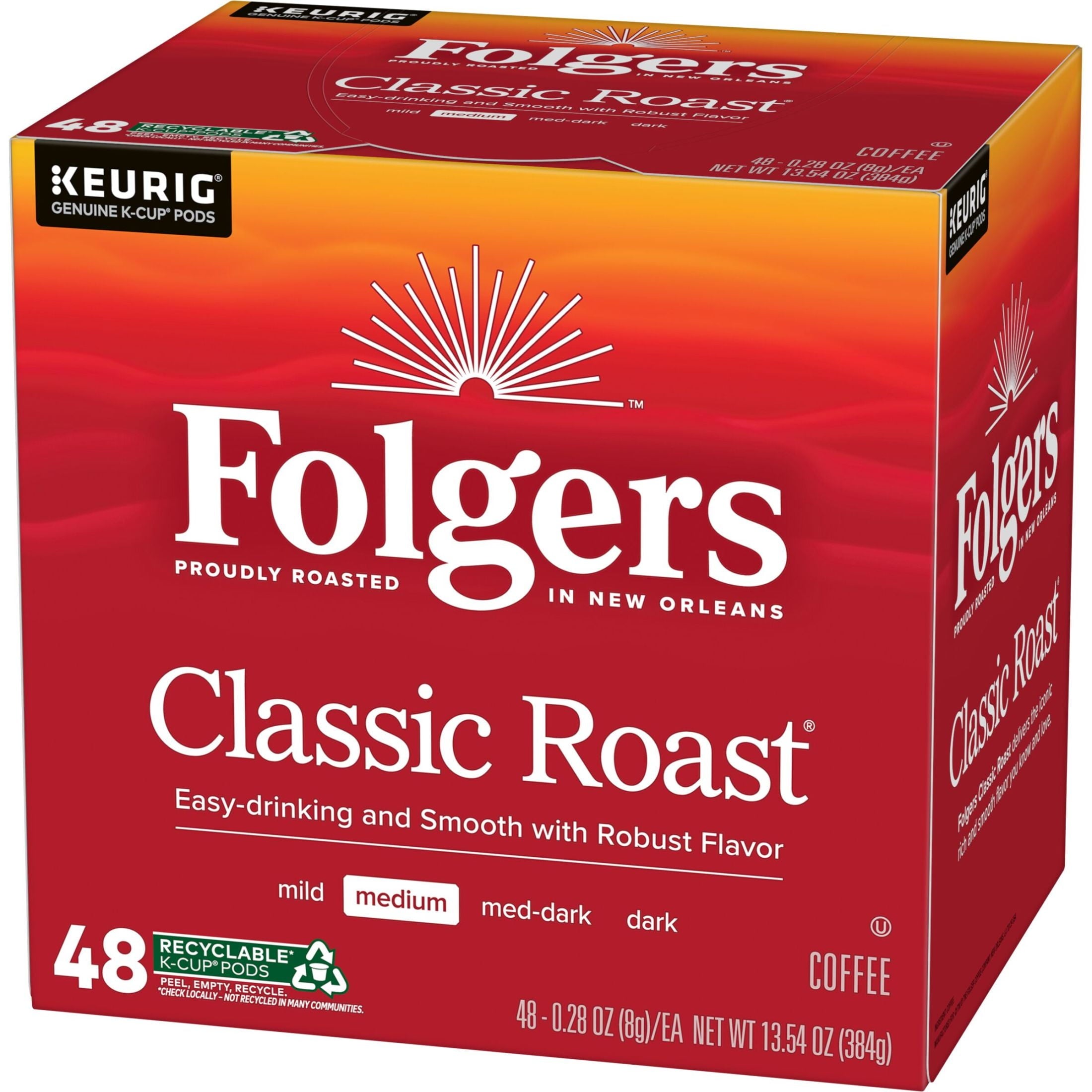 Folgers Classic Roast, Medium Roast Coffee, Keurig K Cup Pods, 48 Count Box — coffee and drinks product, view 9