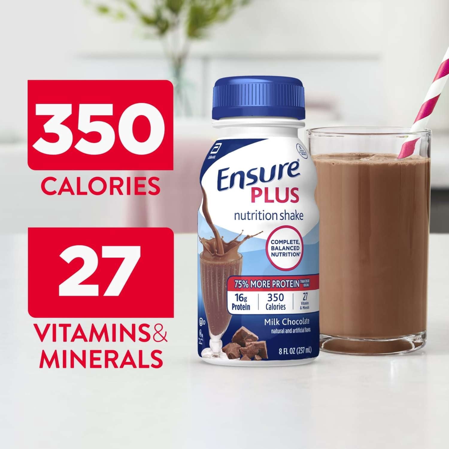 Ensure Plus Meal Replacement Nutrition Shake, Milk Chocolate, 16g Protein, 8 fl oz — sports nutrition product, view 4