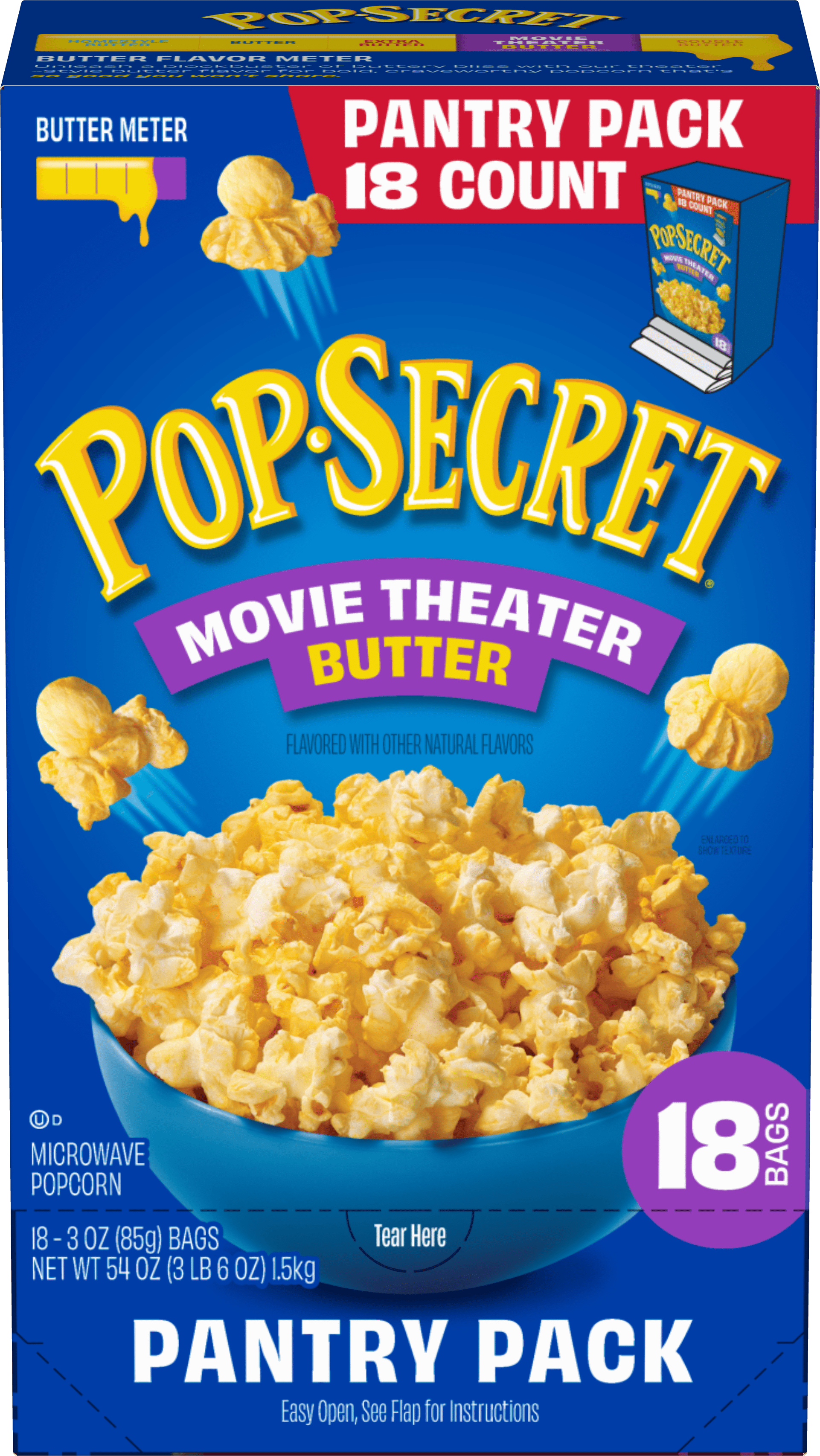 Pop Secret Microwave Popcorn, Movie Theater Butter Flavor, 3 oz Sharing Bags, 18 Ct — grocery product, view 10