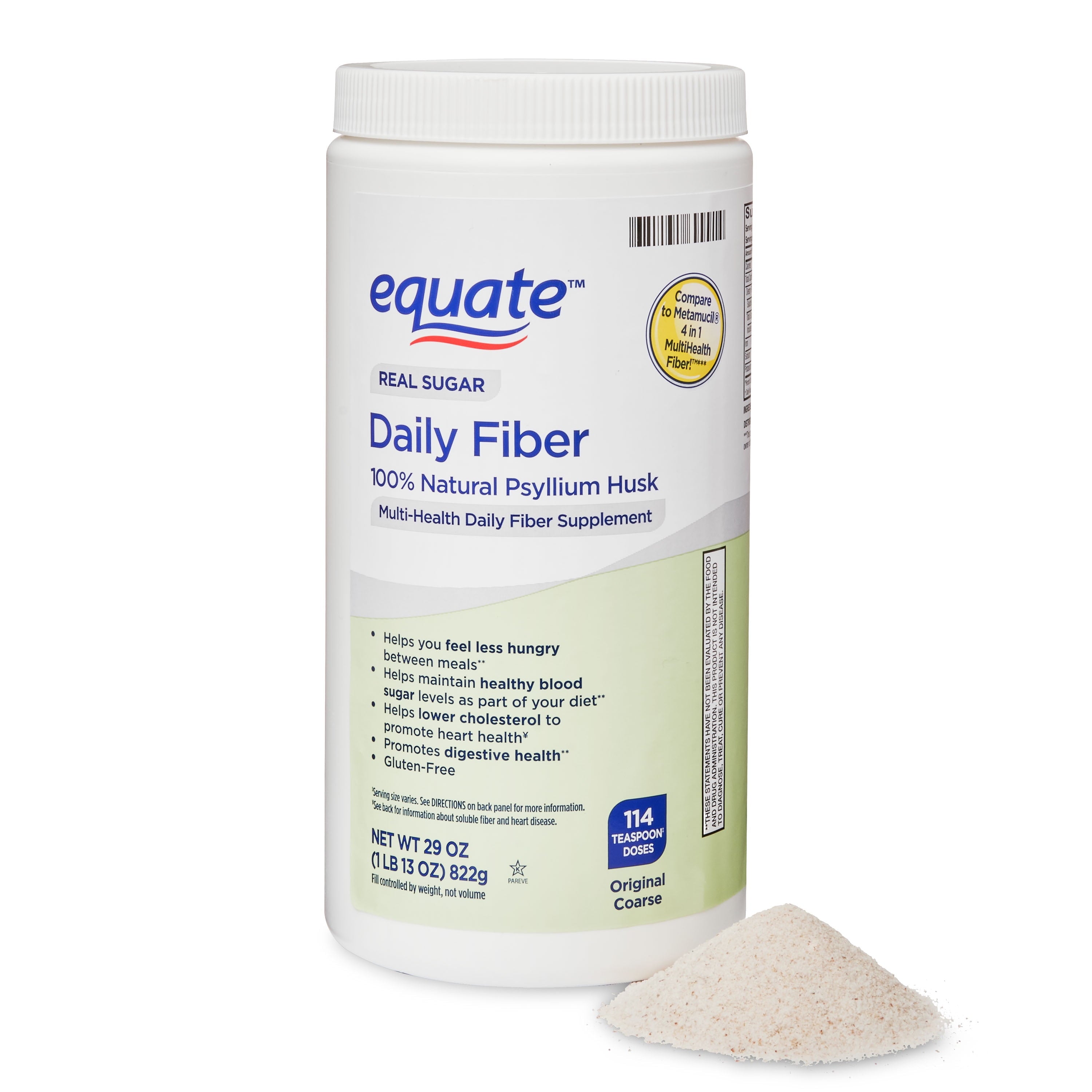 Equate Daily Fiber Powder, 29 oz, Unflavored, Compare to Metamucil 4-in-1 Multihealth Fiber — supplement pack, view 7