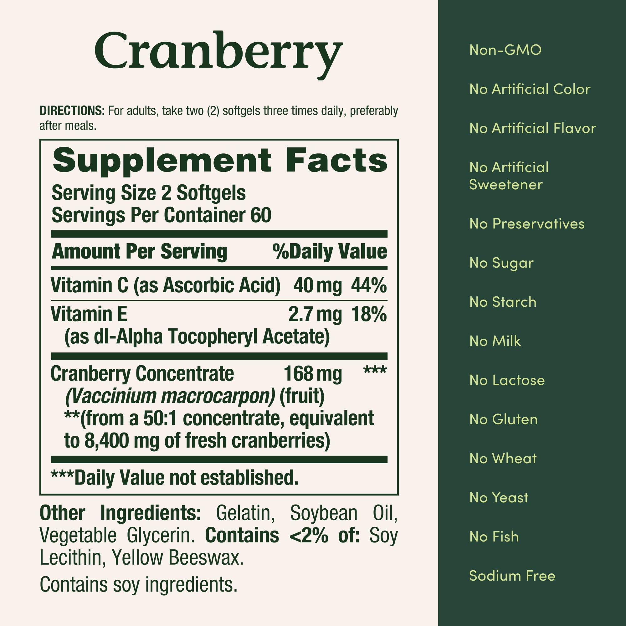Nature's Bounty Cranberry with Vitamin C, 120 Softgels, 4200 mg Equivalent — supplement pack, view 7