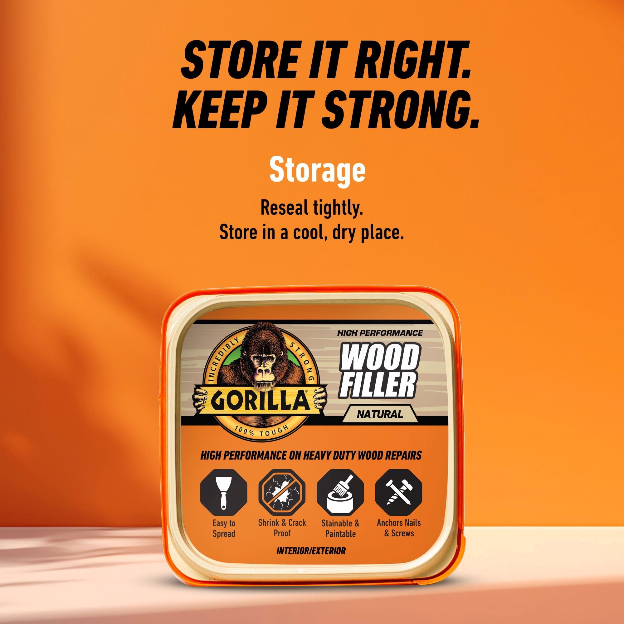 Gorilla All Purpose Wood Filler, Natural Finish, 16 Ounce Tub — home and garden product, view 8