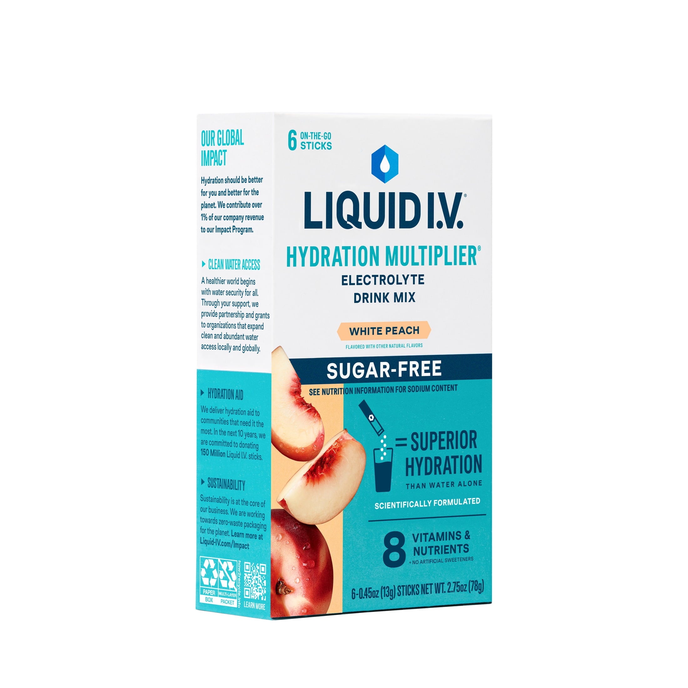 Liquid I.V.® White Peach Hydration Multiplier® Sugar-Free Electrolyte Powder Drink Mix — coffee and drinks product, view 3