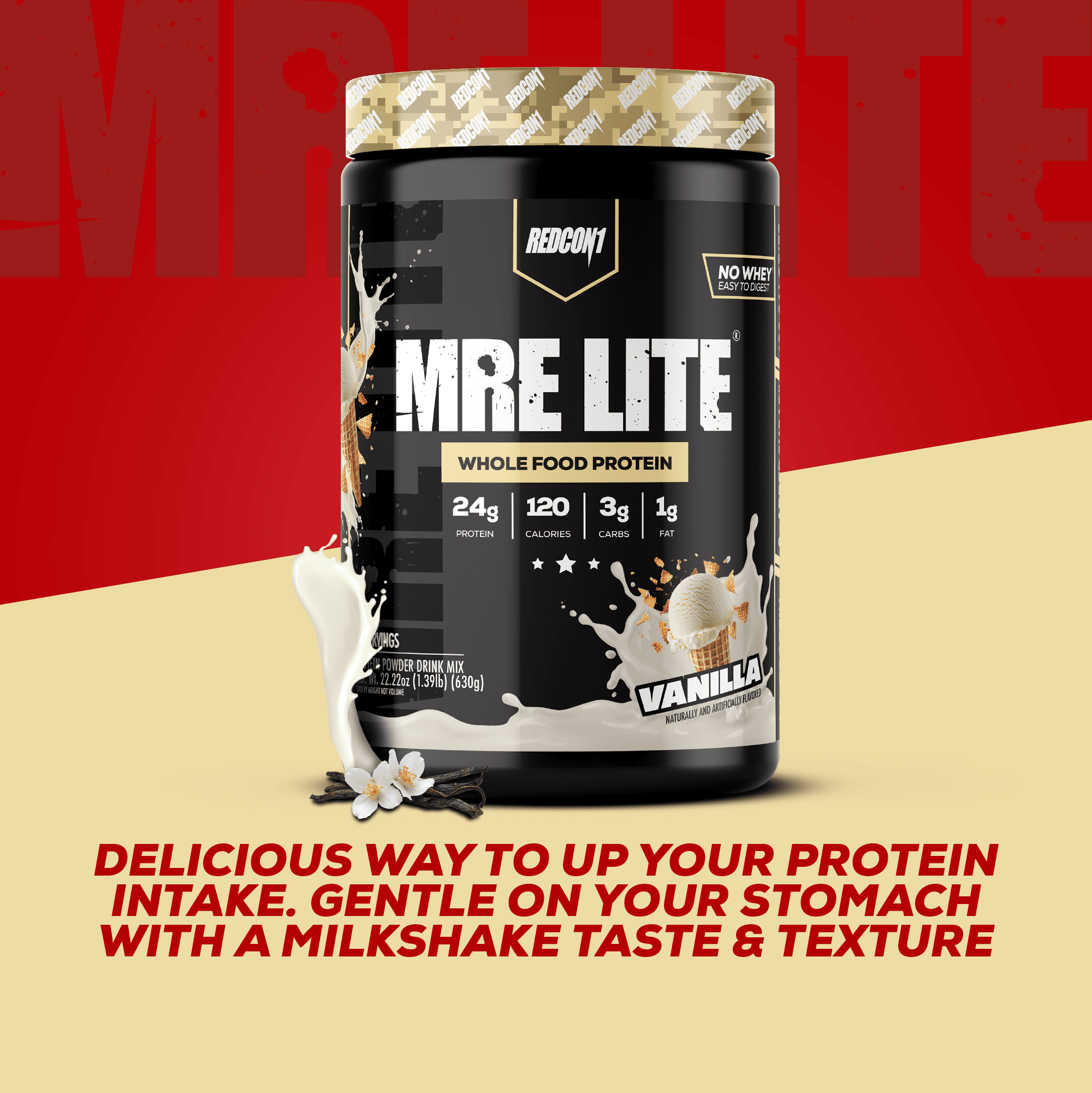 REDCON1 MRE Lite Whole Food Protein Powder, Vanilla Milkshake — sports nutrition product, view 7