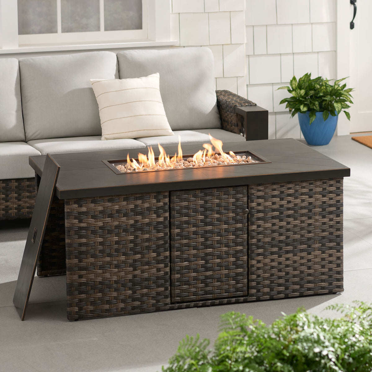 Better Homes and Gardens Rockport 4-Piece Outdoor Conversation Set with Firepit Table - image 5 of 6