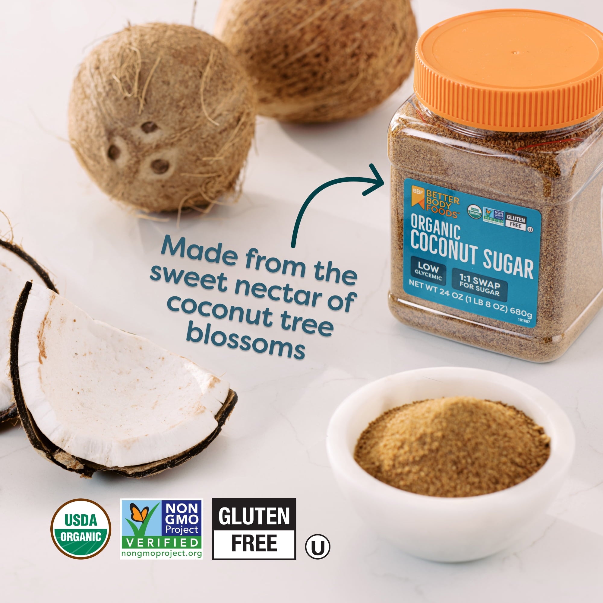 BetterBody Foods Organic Coconut Sugar, 24 oz — grocery product, view 6