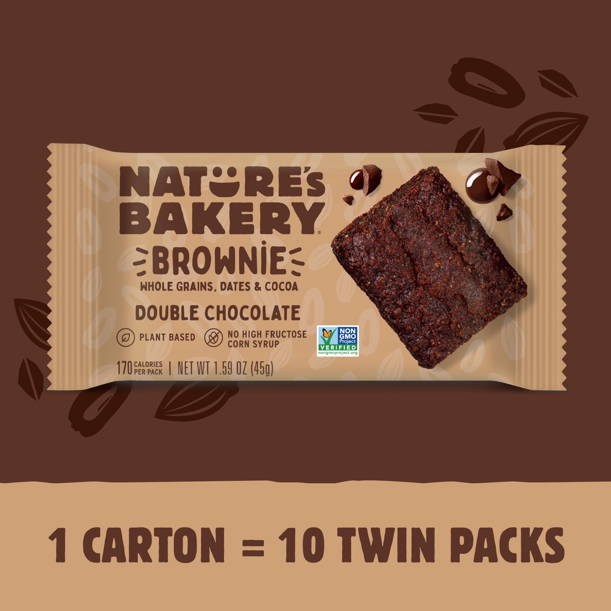 Nature's Bakery Double Chocolate Brownie, 10 Count, 1.59 oz Twin packs — grocery product, view 2