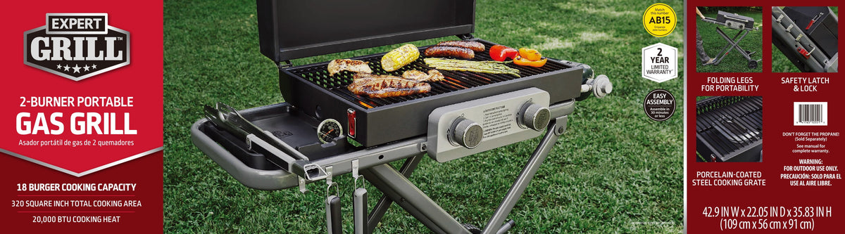 Expert Grill Portable 2-Burner Propane Gas Grill with Folding Legs - image 5 of 6