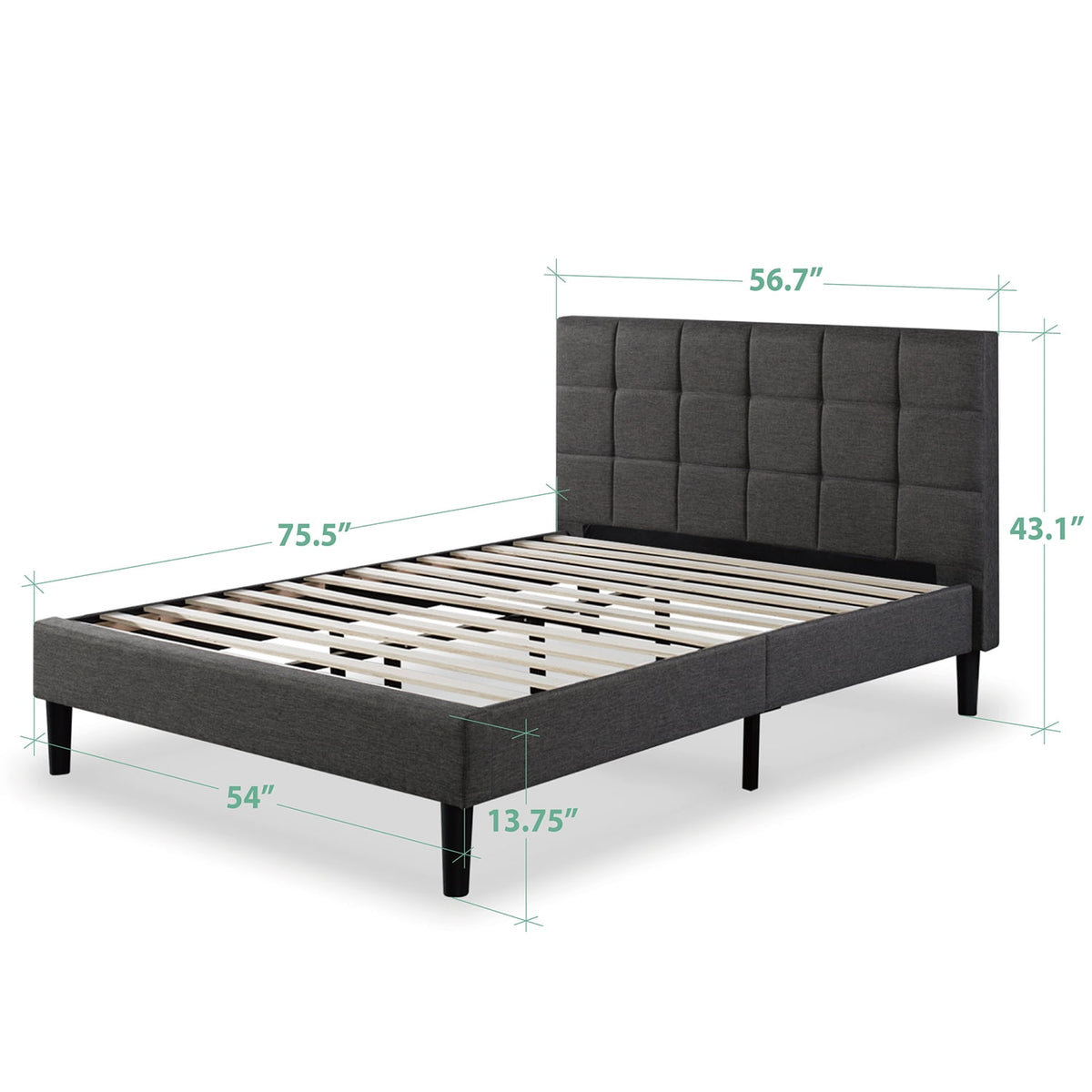 Zinus Lottie 43" Upholstered Platform Bed Frame - image 6 of 6