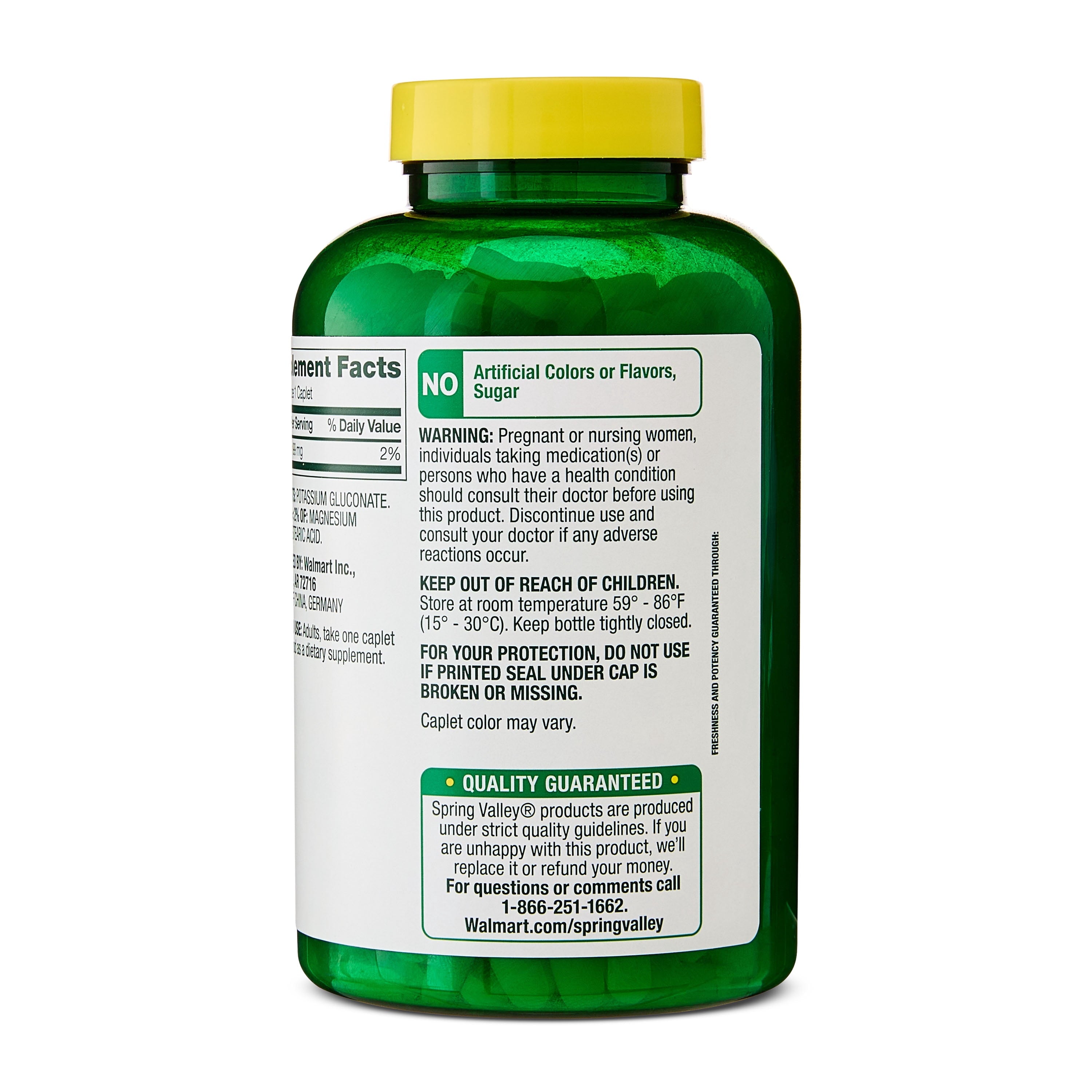 Spring Valley Potassium Dietary Supplement Caplets for Heart Health, 99 mg, 500 Count Value Size — supplement pack, view 8