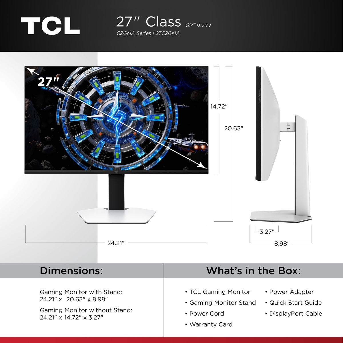 TCL 27” C2GMA Series QD-Mini LED 4K UHD HDR Gaming Monitor (New 2026) - image 2 of 6