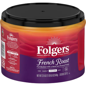 Folgers French Roast Ground Coffee, Medium Dark Roast, 22.6 oz Canister — coffee and drinks product, view 8