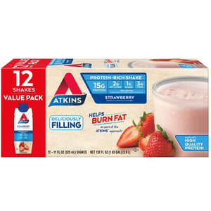 Atkins Protein Shake, Strawberry, Keto Friendly, 15g of Protein, 12 Ct (Ready to Drink) — sports nutrition product