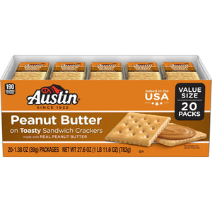 Austin Peanut Butter On Toasty Sandwich Crackers, Lunch Snacks, 20 Count — grocery product