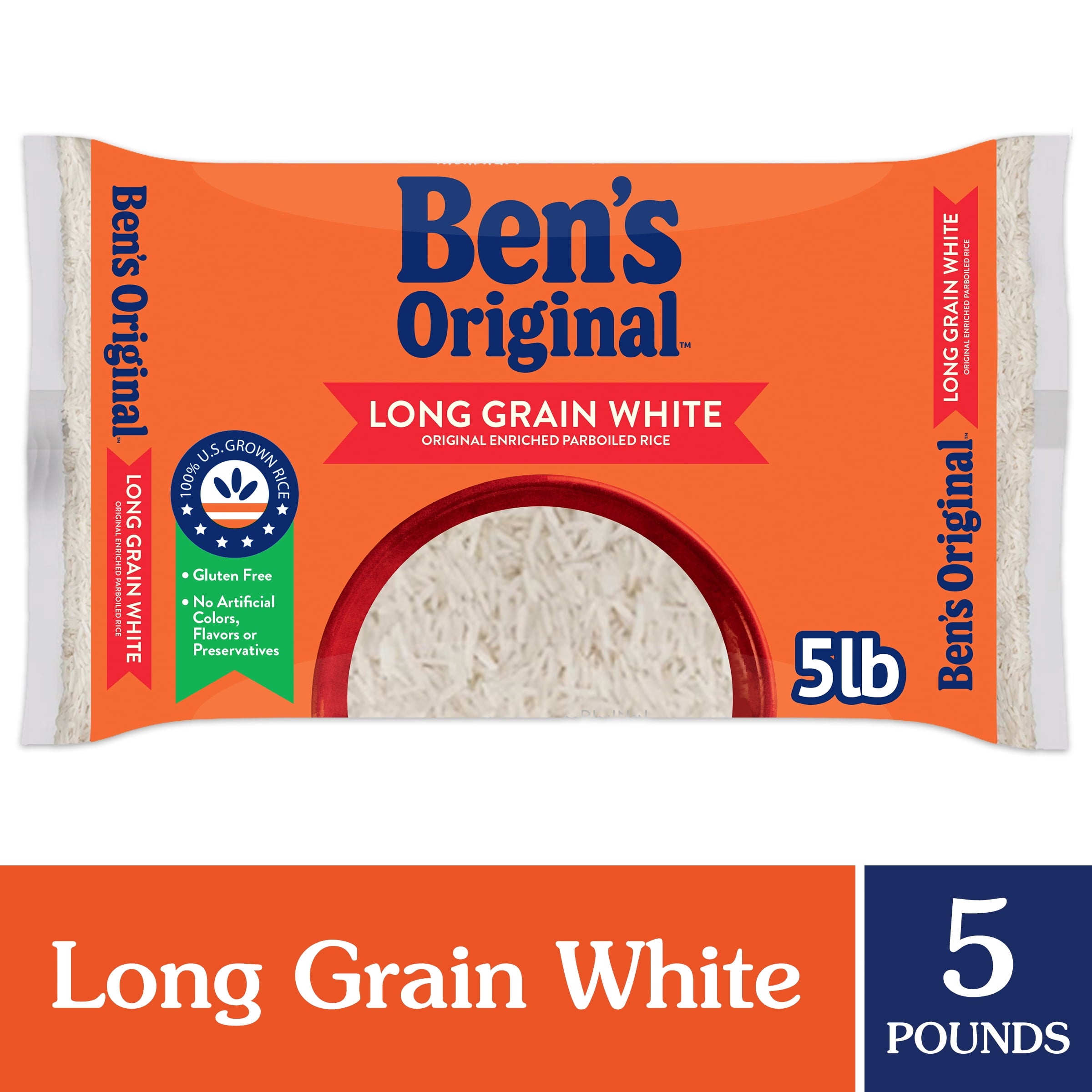 BEN'S ORIGINAL Enriched Long Grain White Rice, Parboiled Rice, 5 LB Bag — grocery product