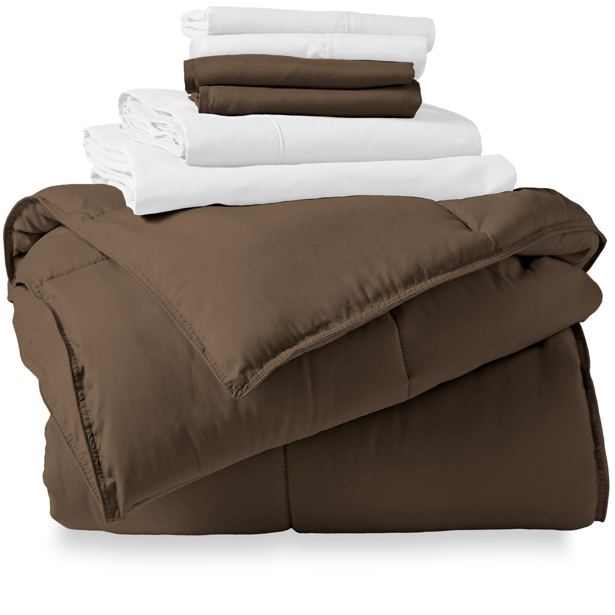 "Bare Home Cocoa 7 Piece Bed in a Bag Comforter Set with Sheets