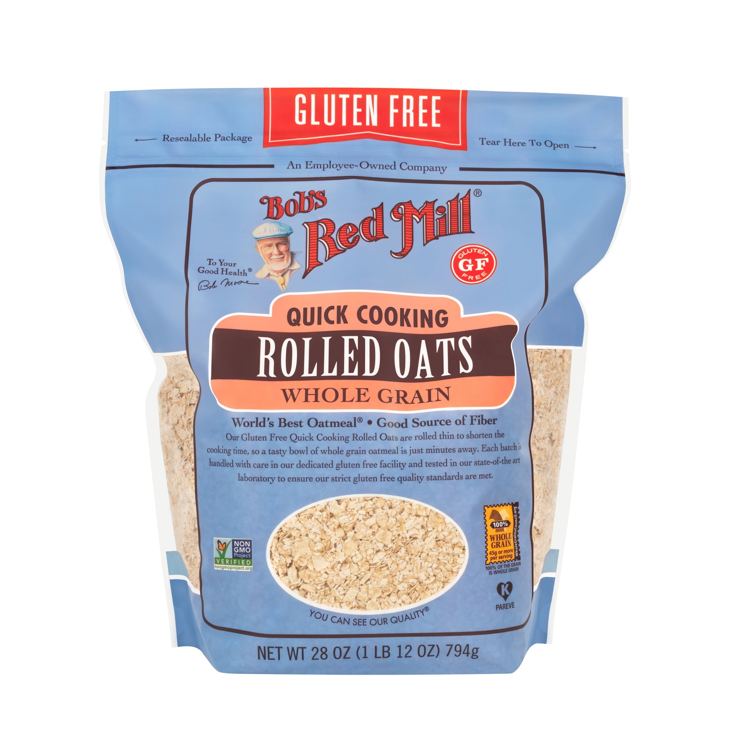 Bob's Red Mill Whole Grain Gluten Free Quick Cooking Rolled Oats - 28 oz Shelf-Stable Bag — grocery product
