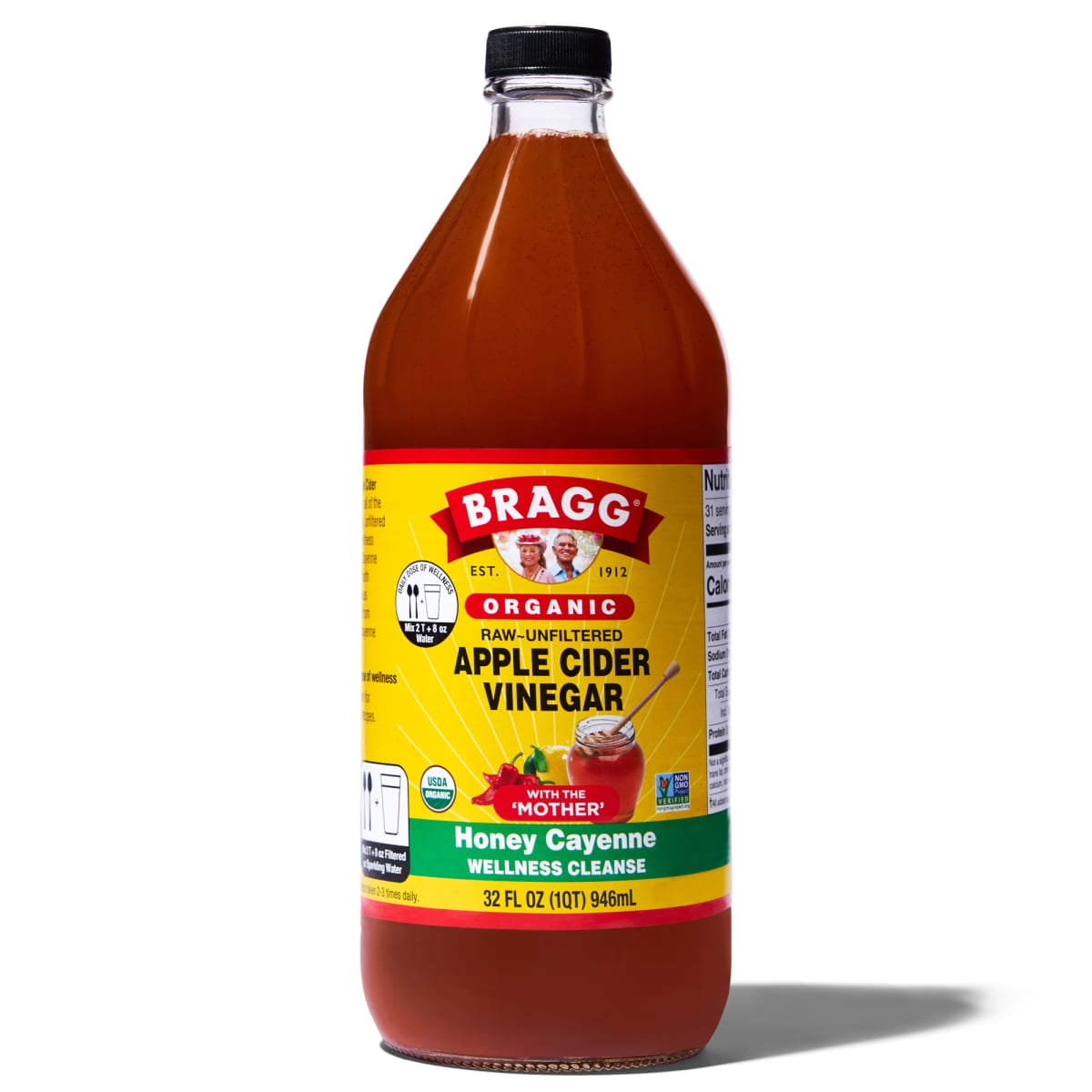 Bragg Organic Apple Cider Vinegar Honey Cayenne Wellness Cleanse, Raw and Unfiltered, 32 fl oz — grocery product