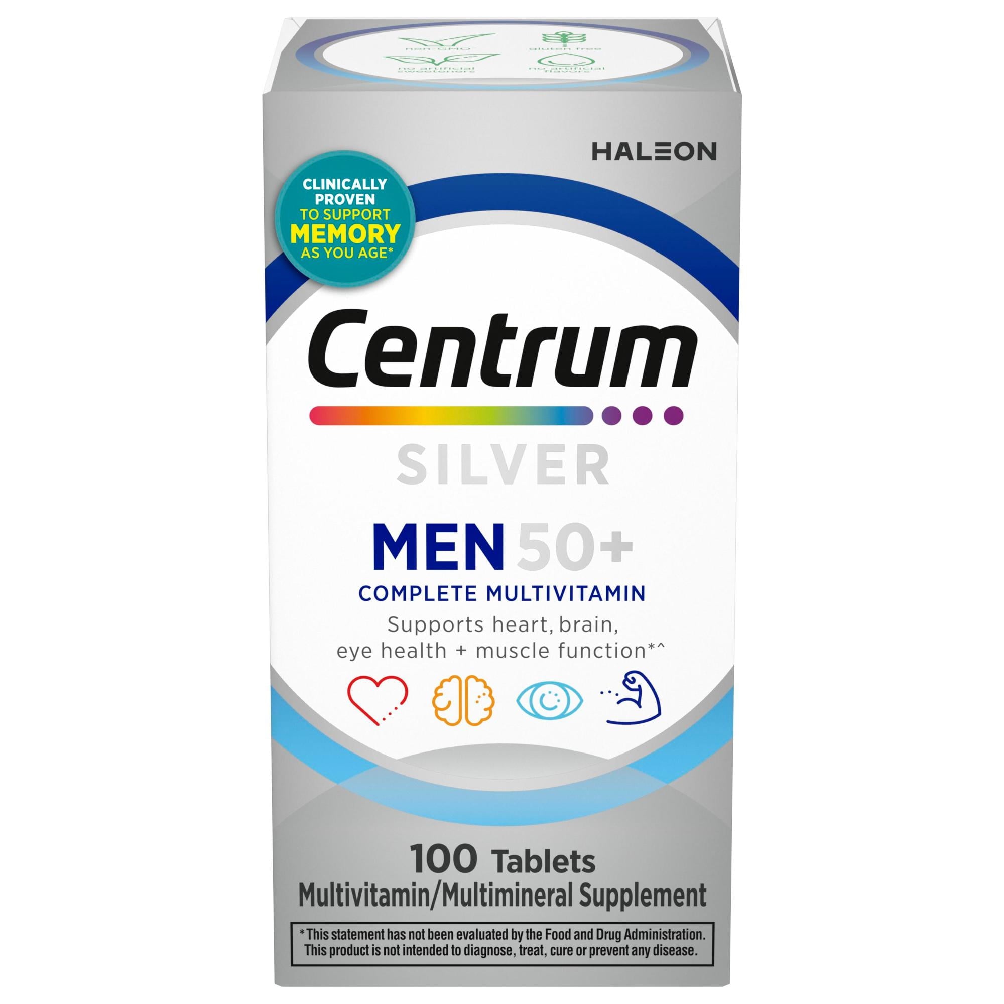 Centrum Silver Mens 50 Plus Multivitamin With Vitamin B & D3, 100 Count — supplement pack