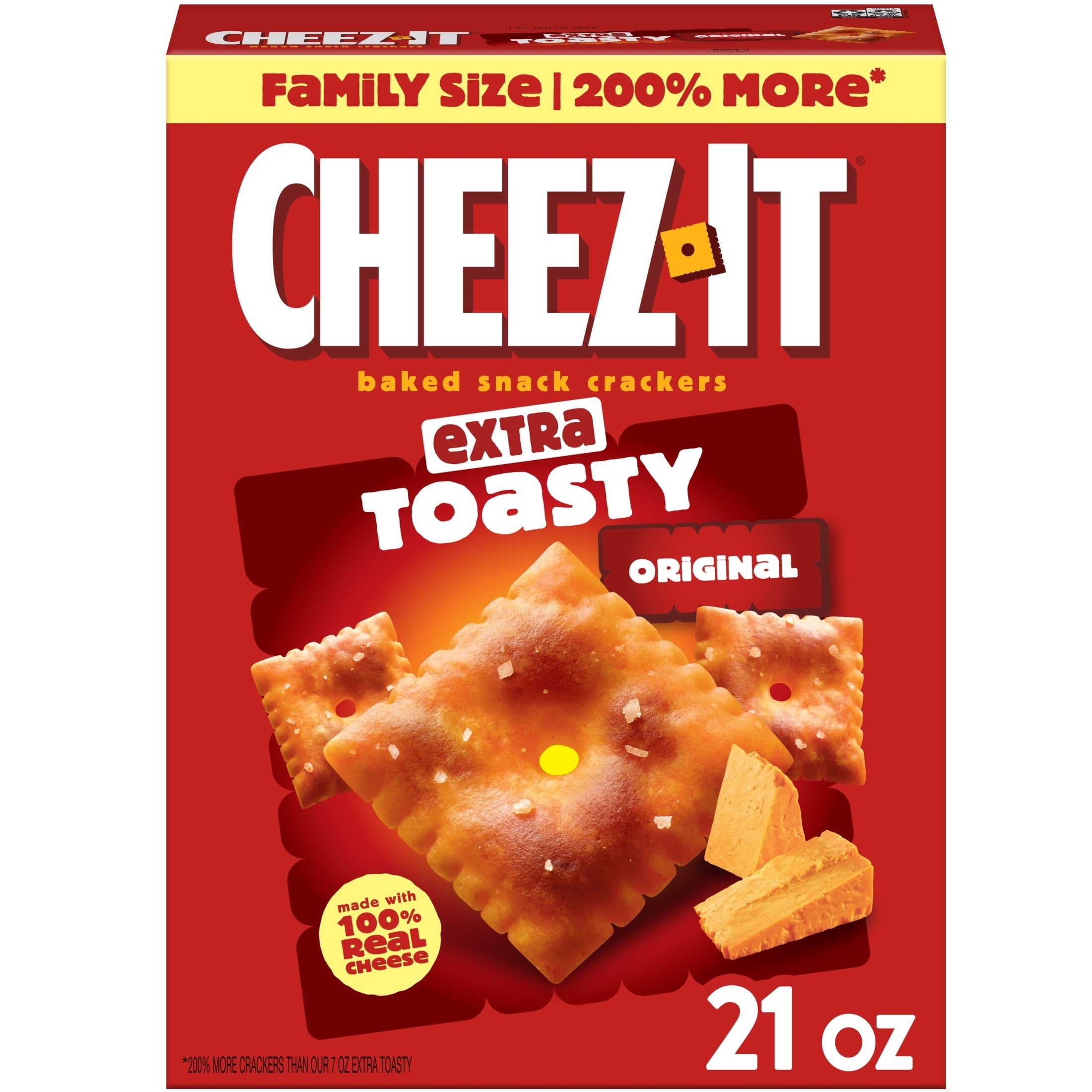 Cheez-It Extra Toasty Cheese Crackers, Baked Snack Crackers, 21 oz — grocery product