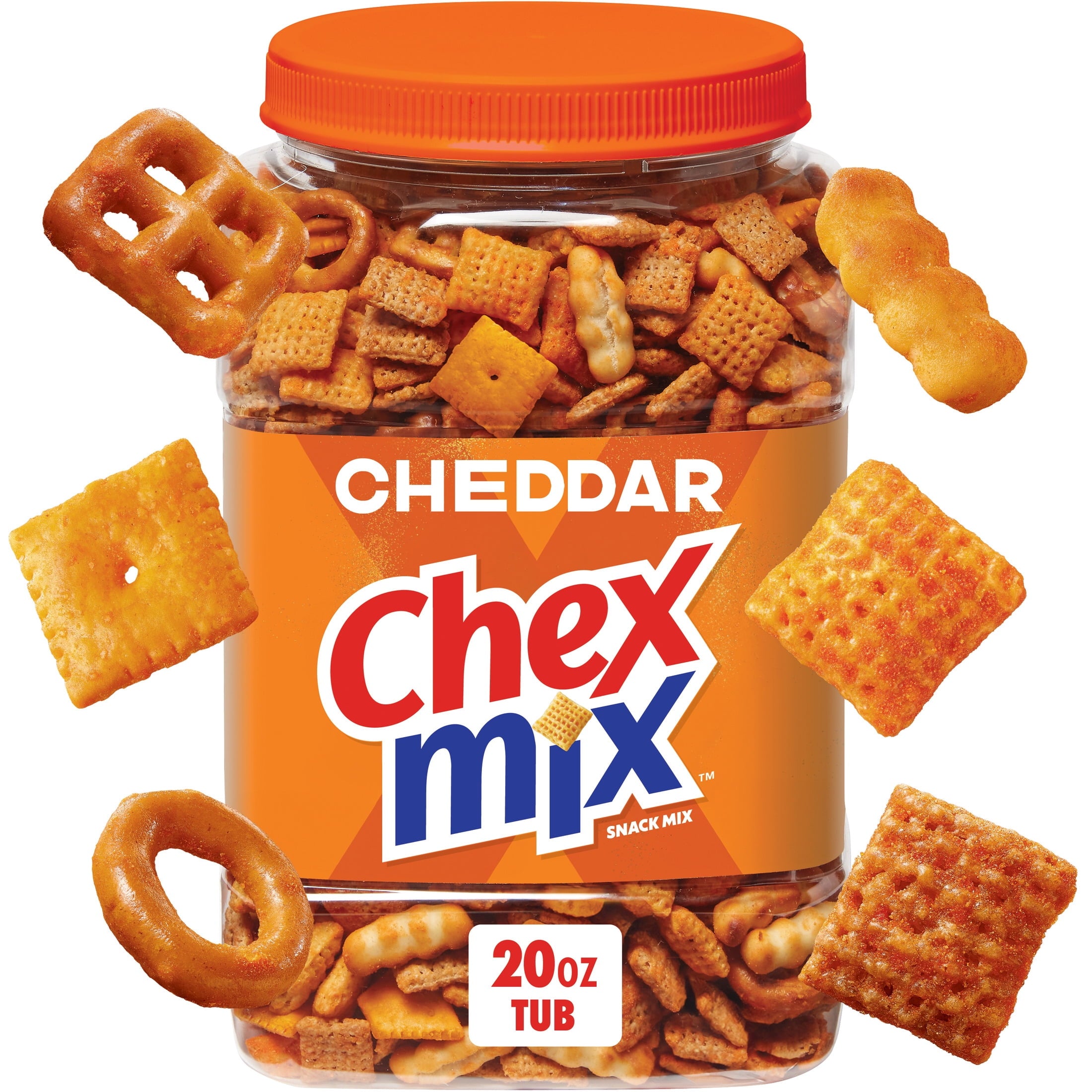 Chex Mix Cheddar Snack Mix, Salty Snacks Tub, 20 oz — grocery product