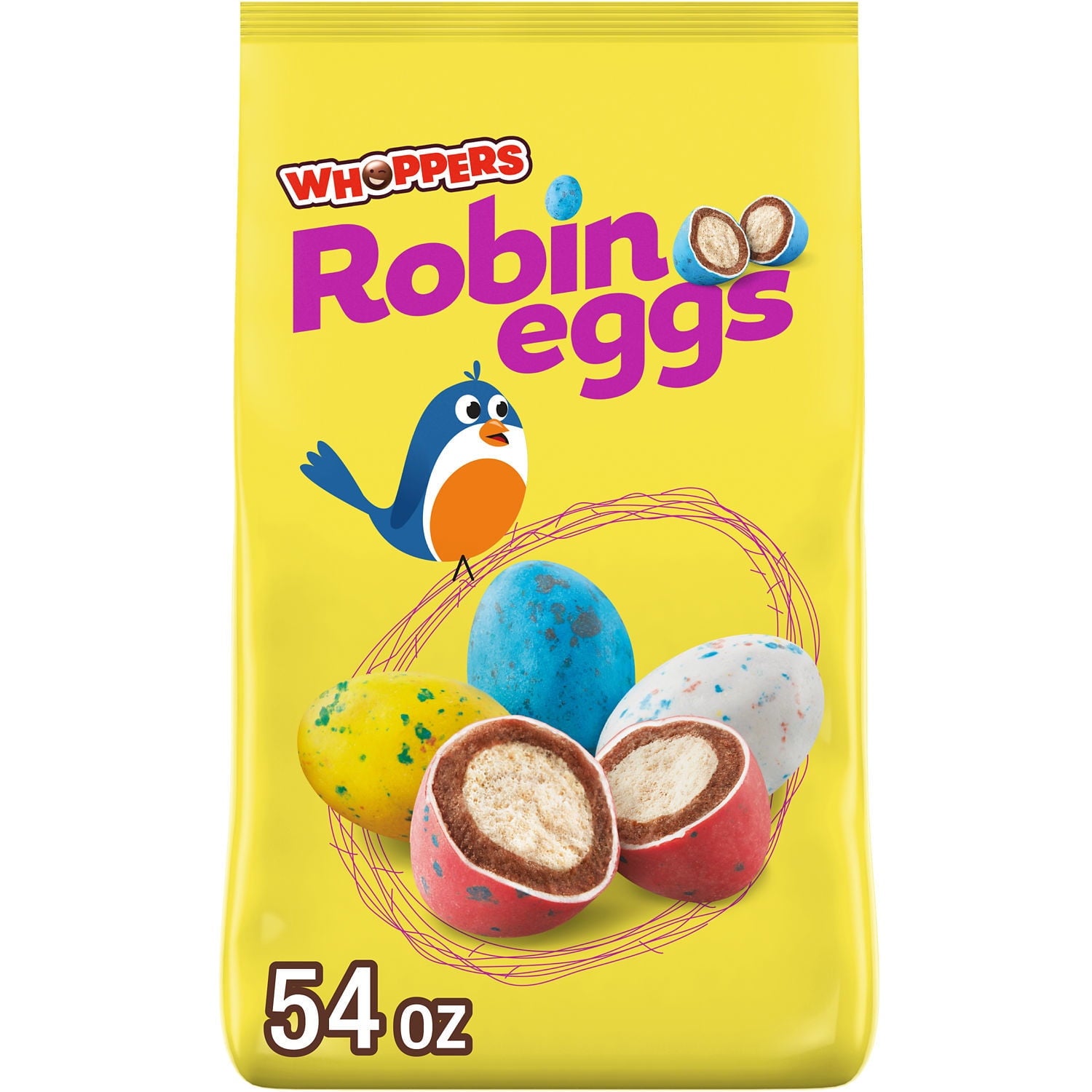 WHOPPERS Robin Eggs Malted Milk Balls, Easter Candy Bulk Bag, 54 oz — snack product