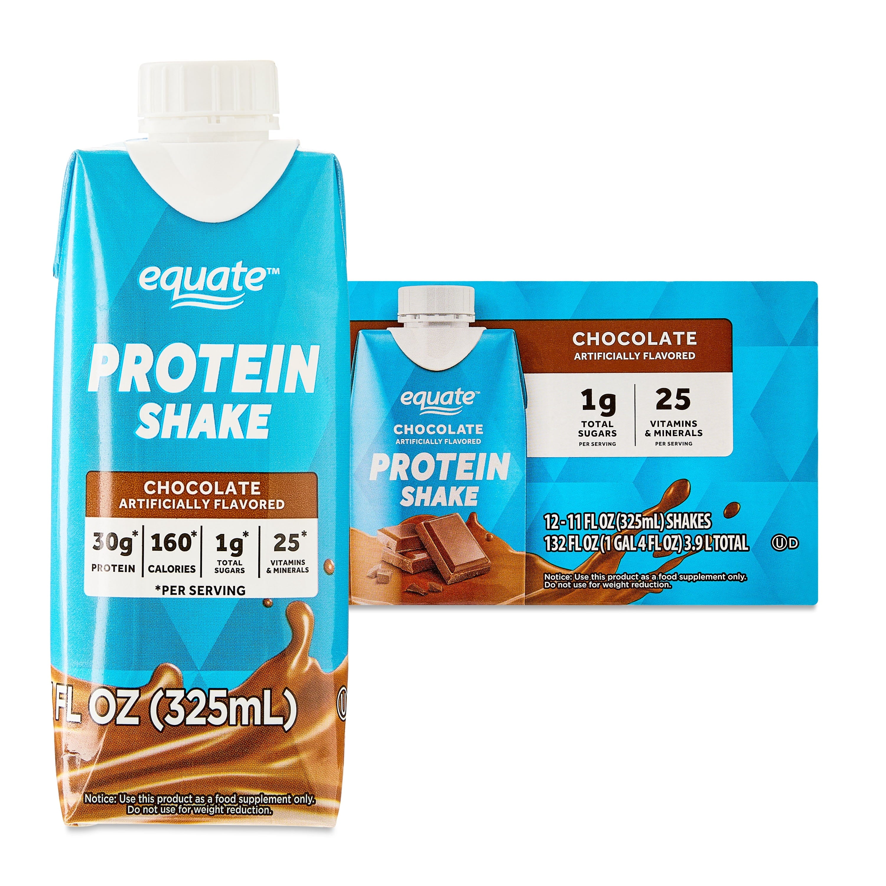 Equate Protein Shake, Chocolate, 11 fl oz, 12 Count — sports nutrition product
