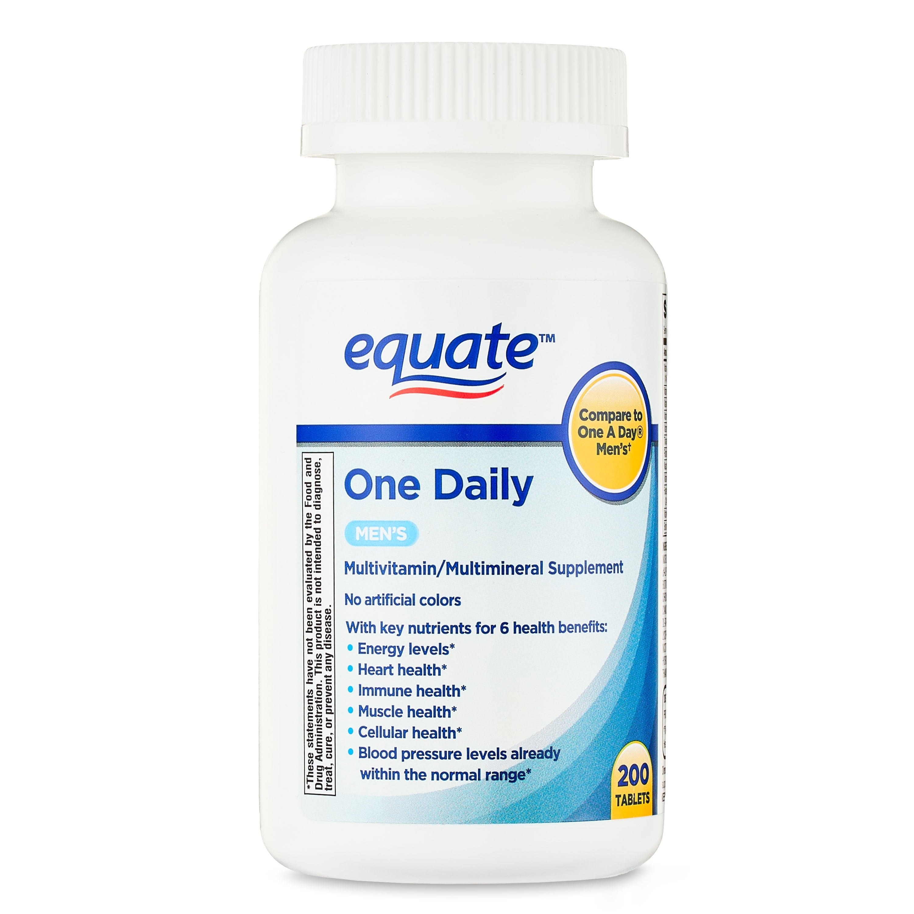 Equate One Daily Men's Multivitamin/Multimineral Supplement Tablets, 200 Count — supplement pack