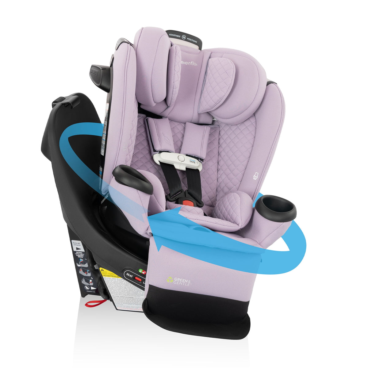 Evenflo Revolve360 Extend All-in-One Rotating Car Seat with Green & Gentle Fabric (Agate)