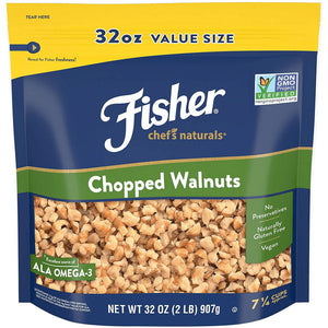 Fisher Chef's Naturals Gluten Free, No Preservatives, Non-GMO Chopped Walnuts, 32 oz Bag — grocery product