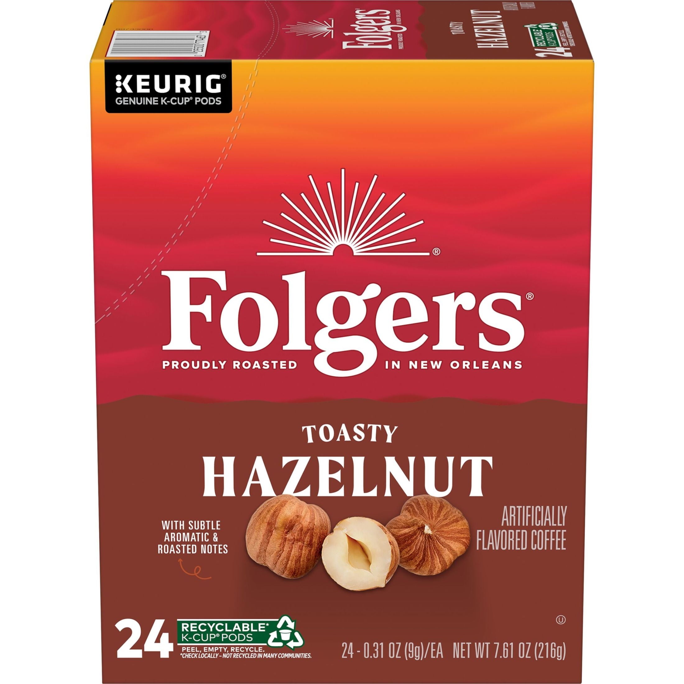 Folgers Toasty Hazelnut Artificially Flavored Coffee, Keurig K Cups, 24 Count Box — coffee and drinks product