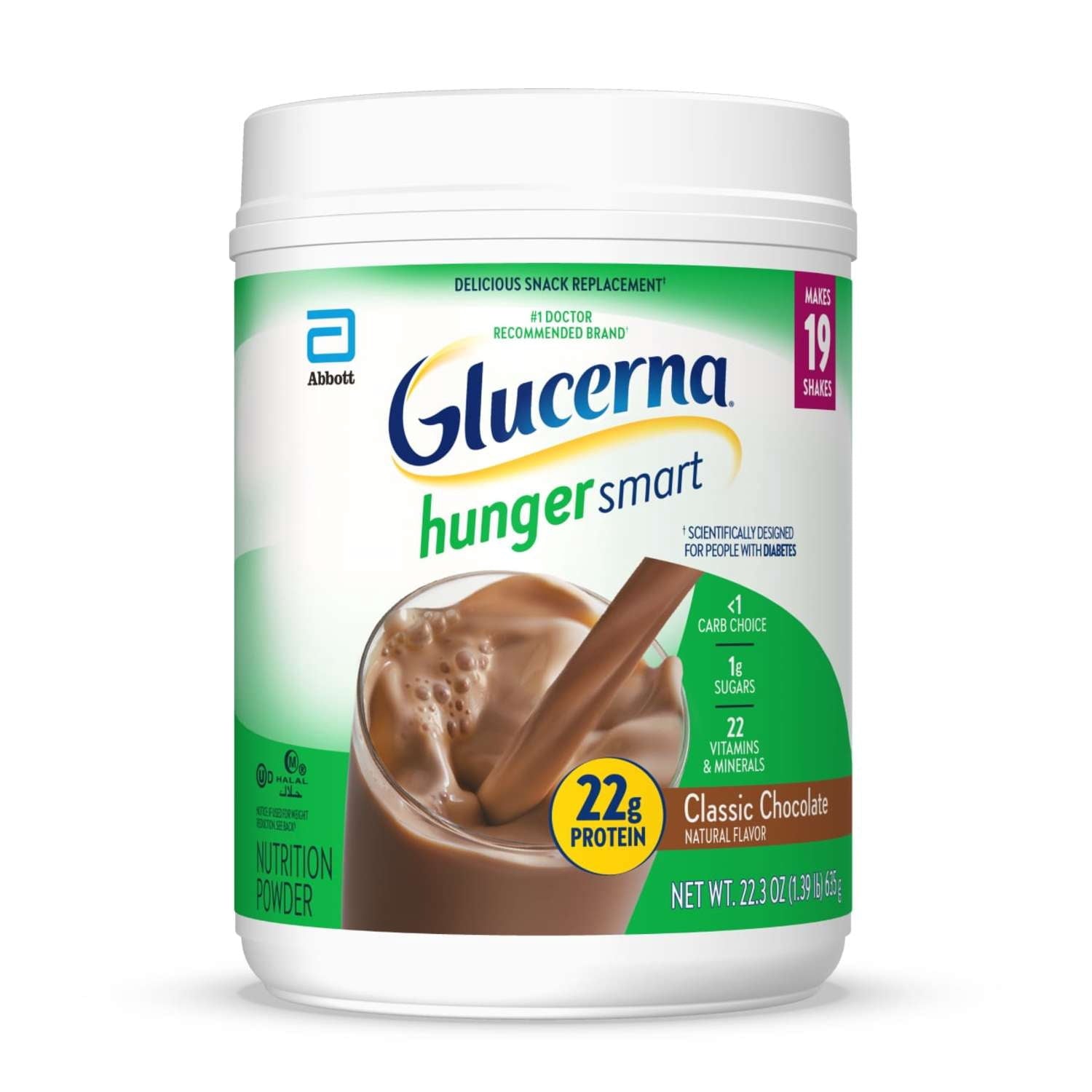 Glucerna Hunger Smart Diabetes Care Powder, Classic Chocolate, 22.3 Oz — sports nutrition product