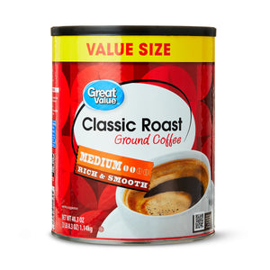 Great Value Classic Medium Roast Ground Naturally Caffeinated Coffee, 40.3 oz Cannister — coffee and drinks product