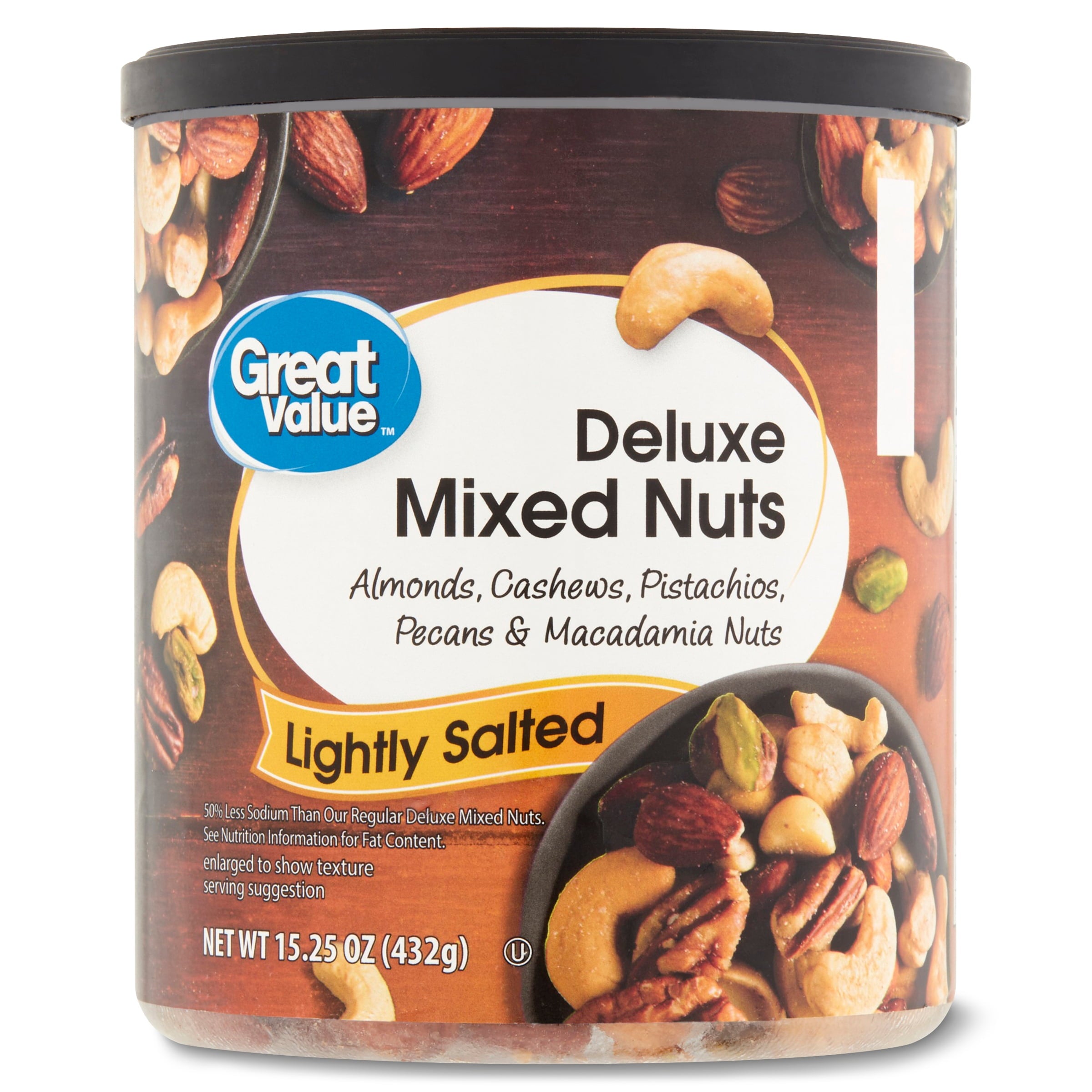 Great Value Lightly Salted, Deluxe Mixed Nuts, 15.25 oz — grocery product