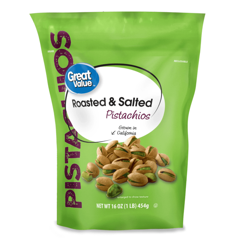 Great Value Roasted & Salted Pistachios, 16 oz Resealable Bag — grocery product