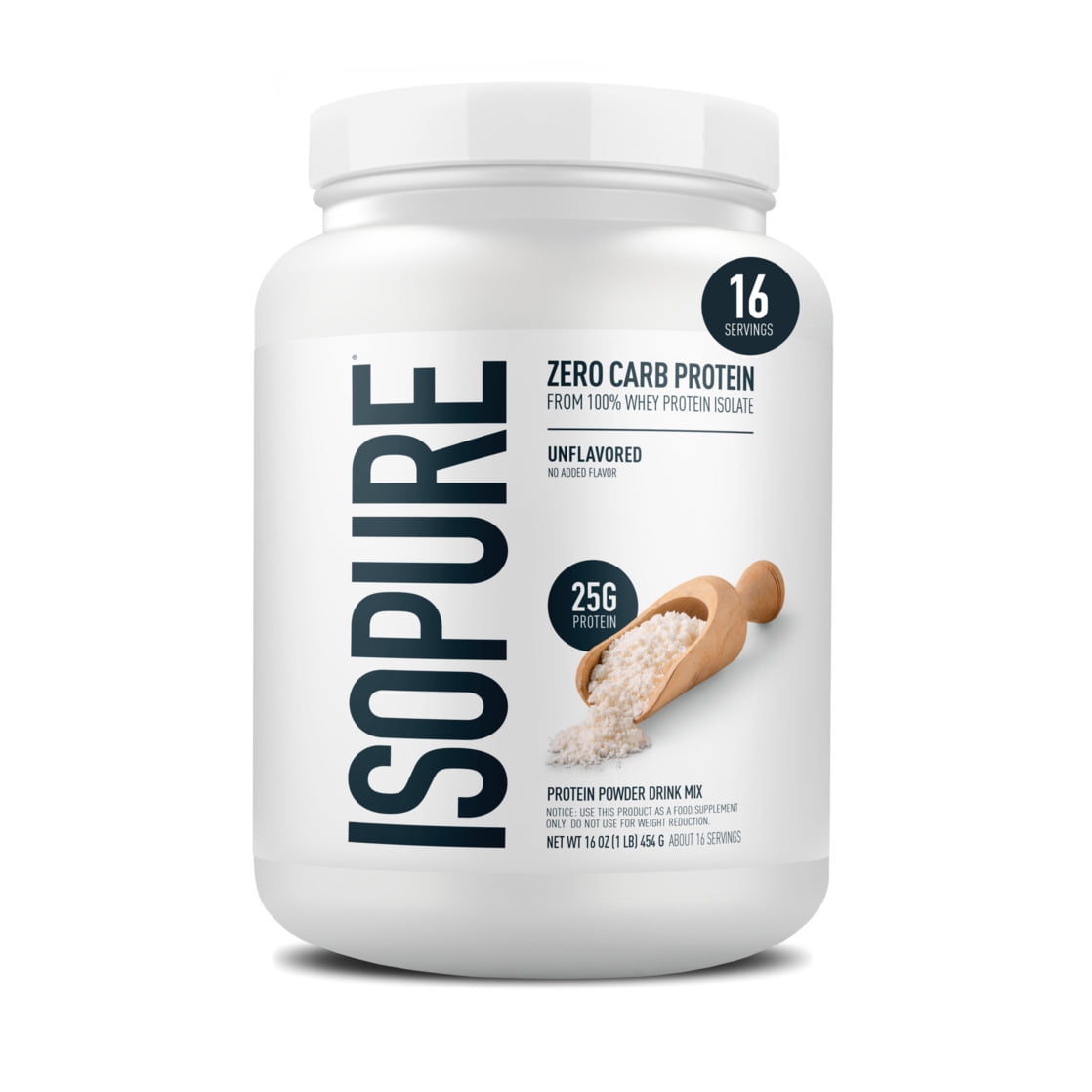 Isopure Zero Carb 100% Whey Protein Isolate Unflavored Protein Powder, 25g, 16 Servings — sports nutrition product