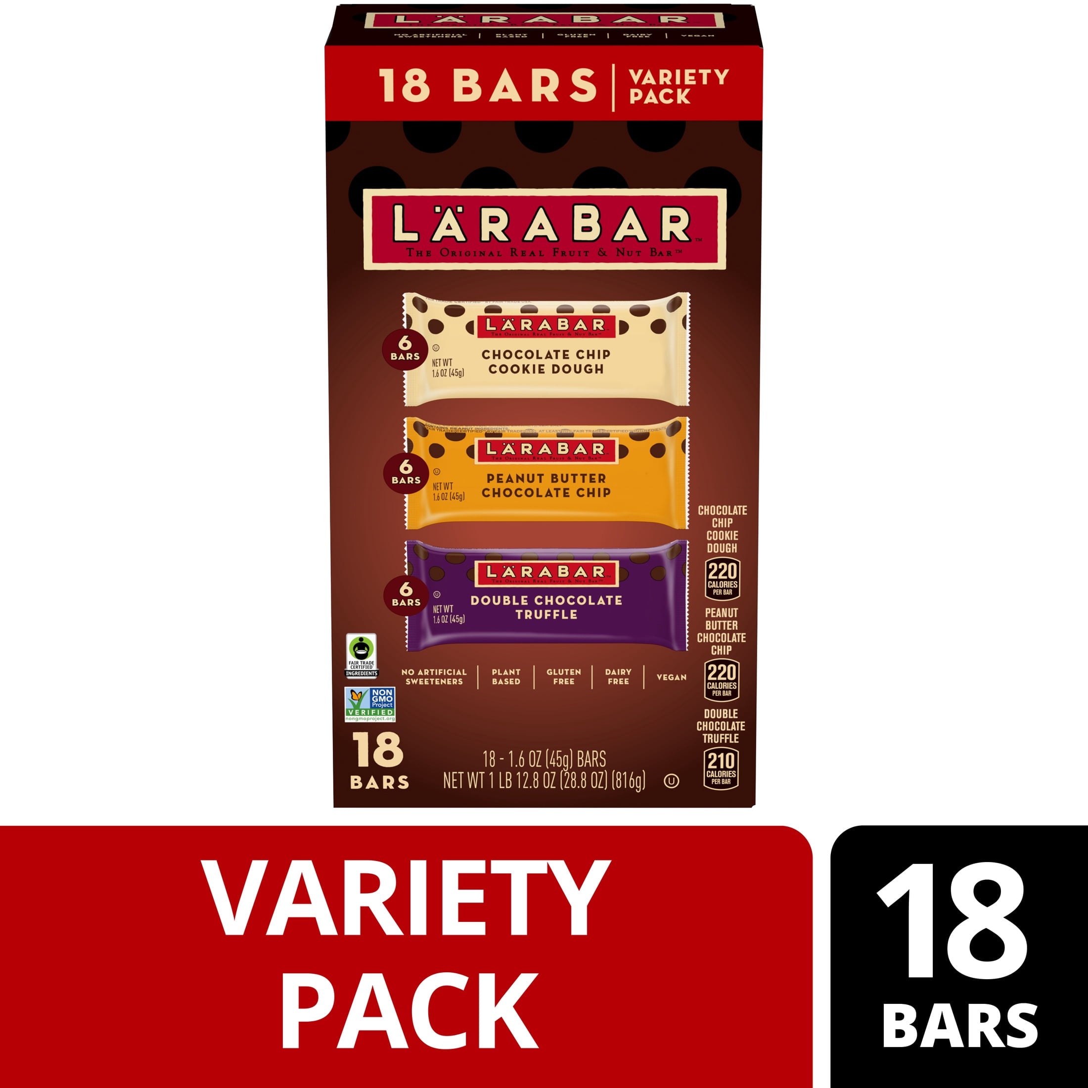 Larabar Fruit and Nut Bars Variety Pack, Gluten Free and Vegan, 28.8 oz, 18 Count — grocery product