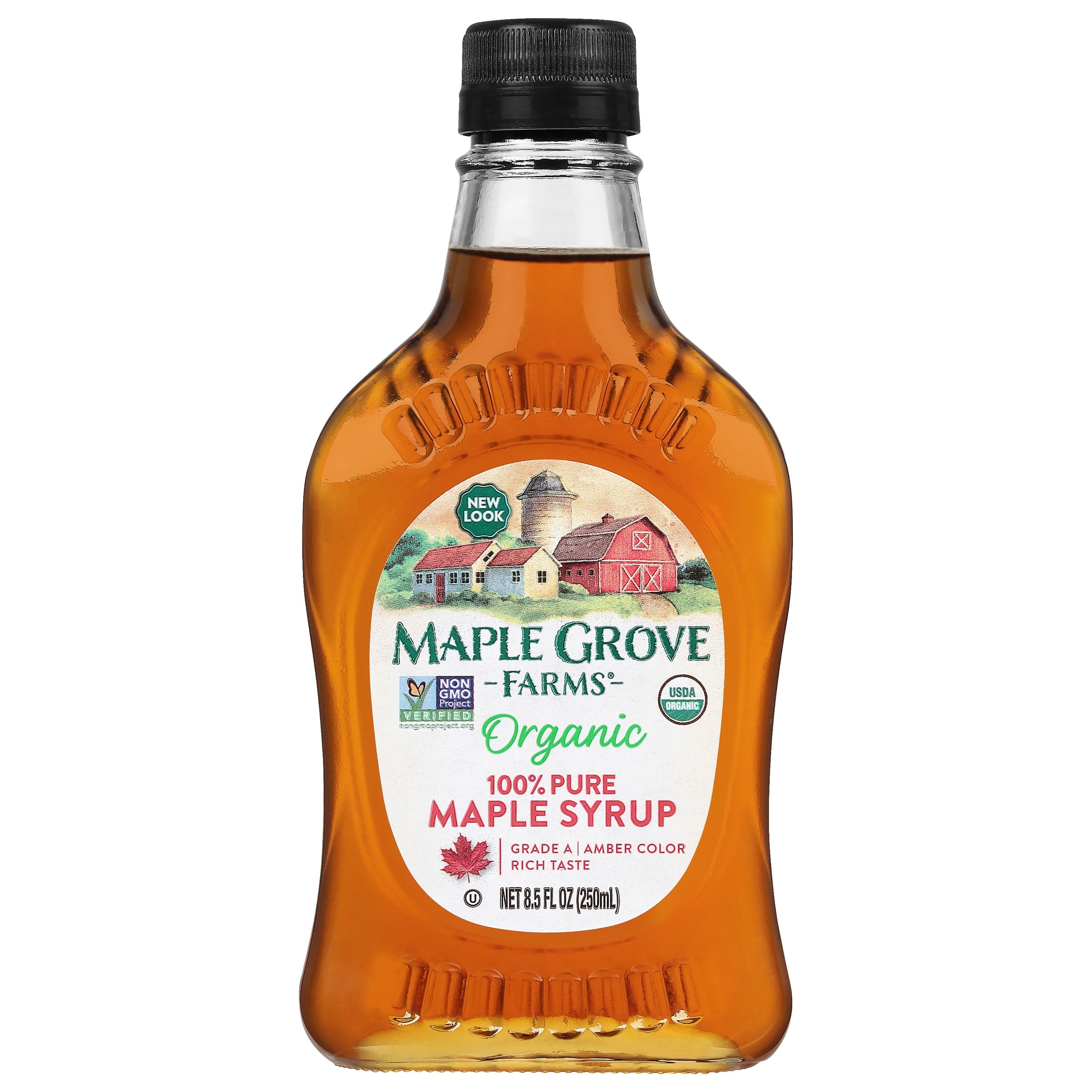 Maple Grove Farms® Organic 100% Pure Maple Syrup, Pour Glass Bottle, 8.5 fl oz — coffee and drinks product