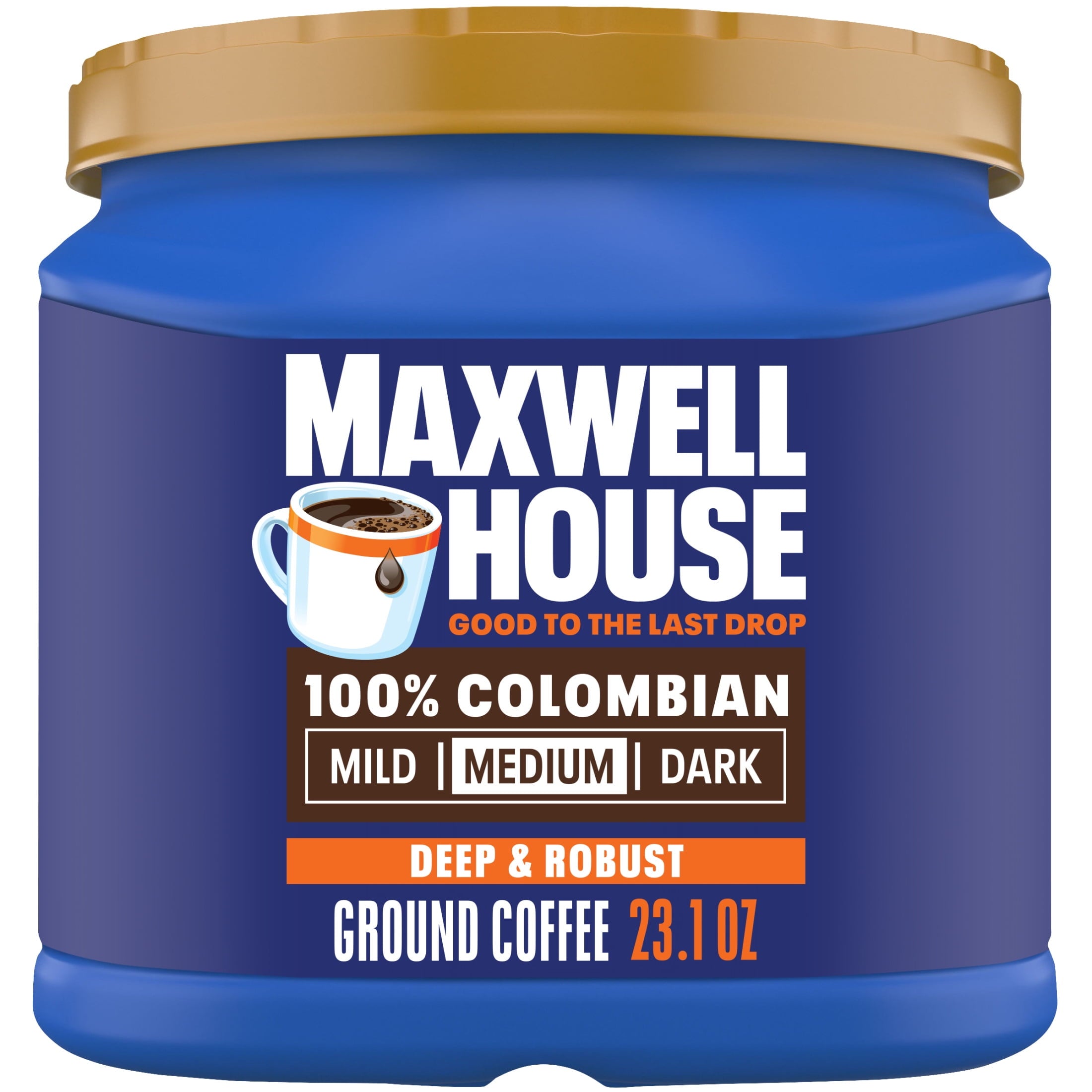 Maxwell House 100% Colombian Ground Coffee, 23.1 oz Canister — coffee and drinks product