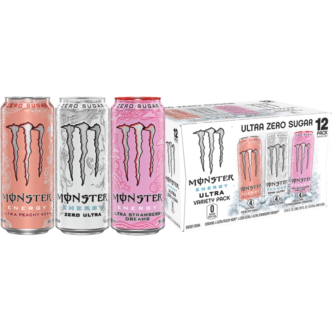 Monster Energy Ultra Variety Pack, PKZSD 12ct, Energy Drink 16 fl oz — coffee and drinks product