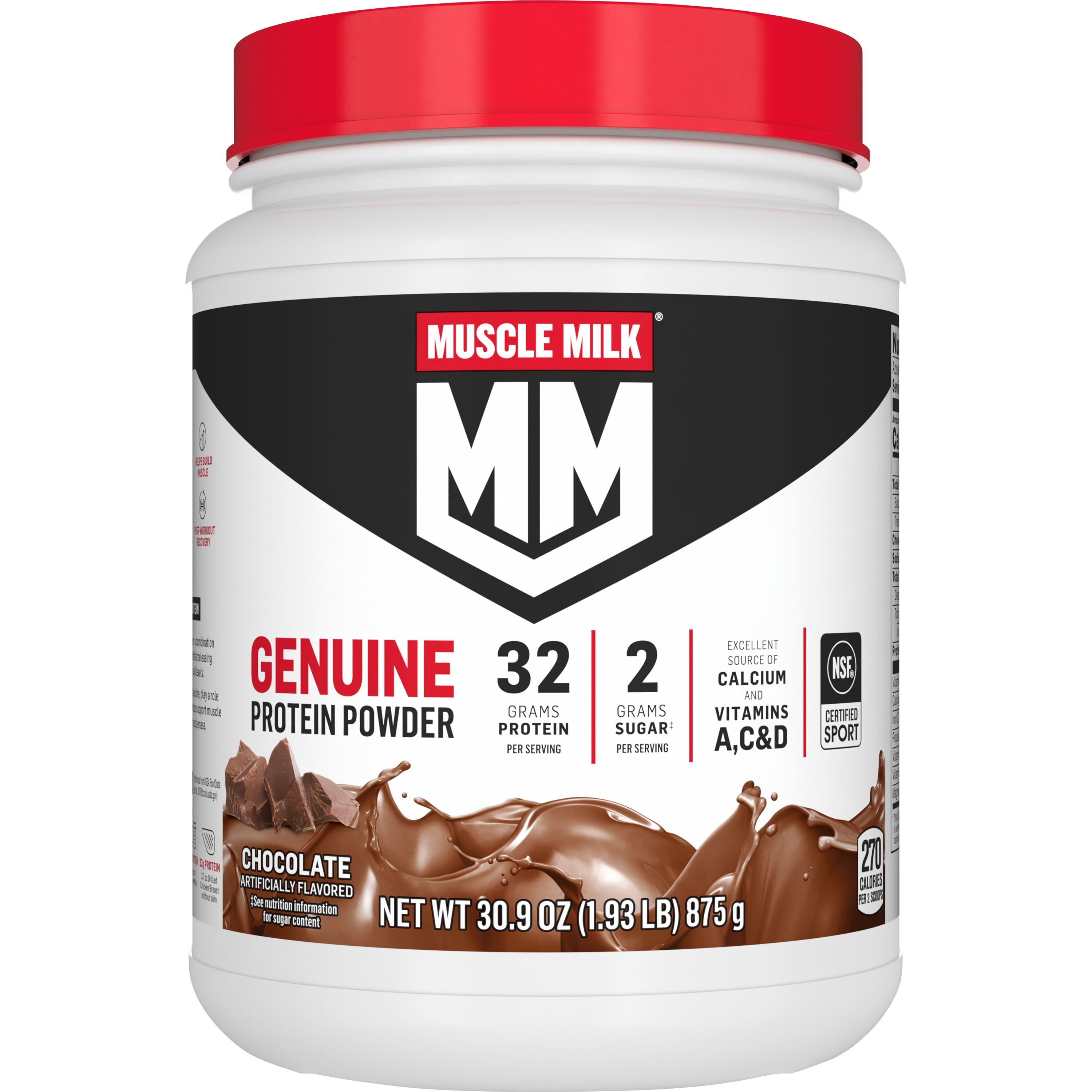 Muscle Milk Genuine Protein Powder, Chocolate, 1.93 Pound, 12 Servings — sports nutrition product
