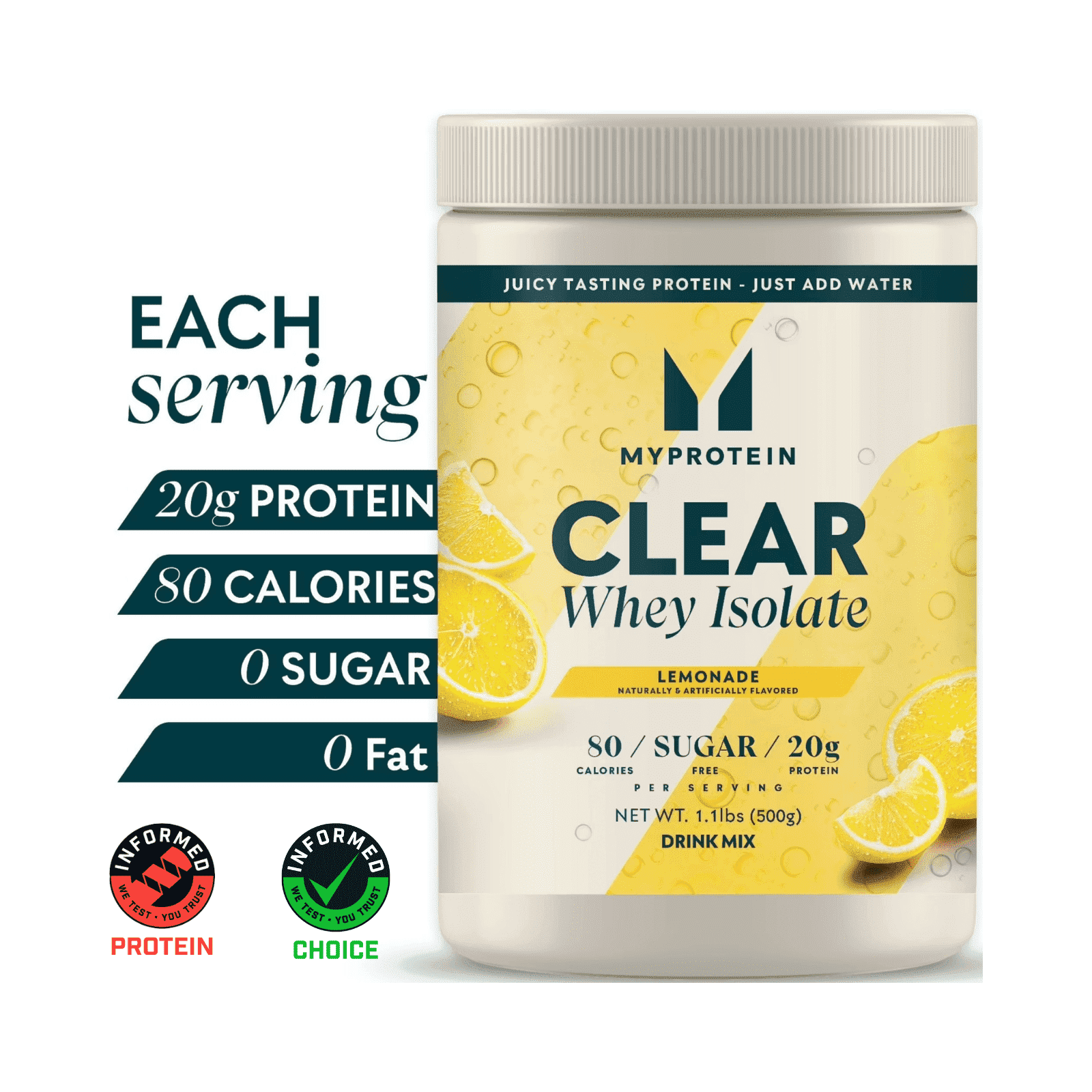 Myprotein, Clear Whey Protein Isolate Powder, Lemonade, 20 Servings — sports nutrition product