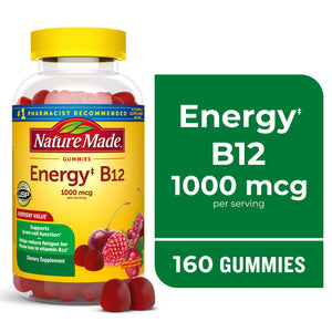 Nature Made Energy Vitamin B12 1000 mcg per Serving Gummies, Energy Metabolism Support, 160 Count — supplement pack