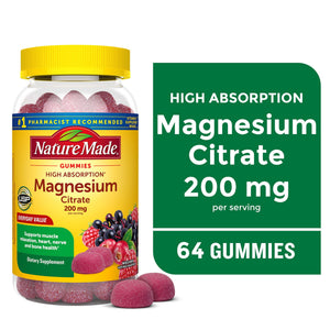 Nature Made High Absorption Magnesium Citrate 200 mg per Serving Gummies, 64 Count — supplement pack