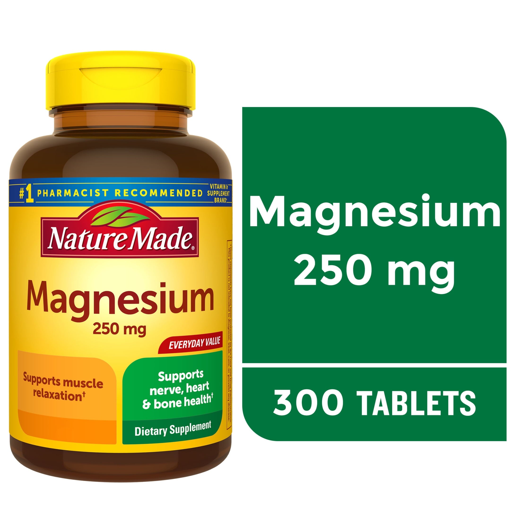 Nature Made Magnesium Oxide 250 mg Tablets, Supports Muscle Relaxation, 300 Count — supplement pack
