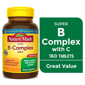 Nature Made Super B Complex with Vitamin C and Folic Acid Tablets, Dietary Supplement, 160 Count — supplement pack